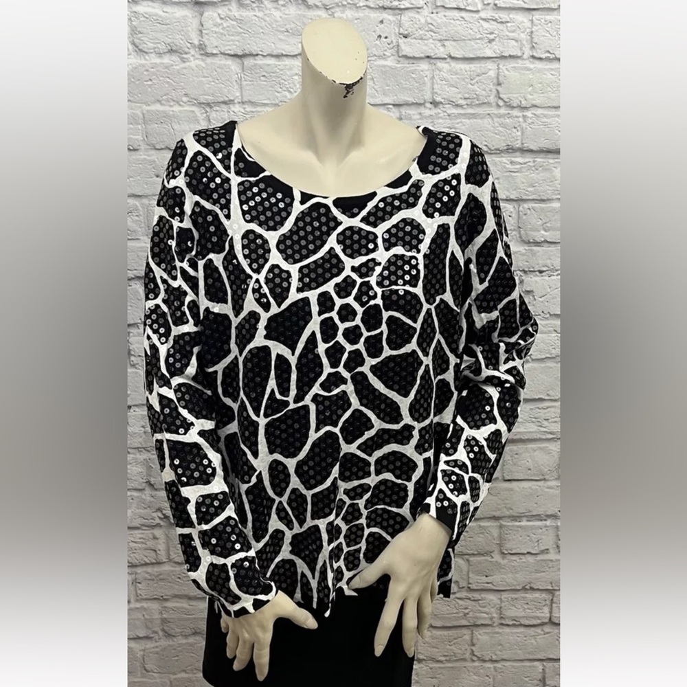INC INTERNATIONAL CONCEPTS BLACK & WHITE GEOMETRIC PRINT SWEATER SIZE 2X